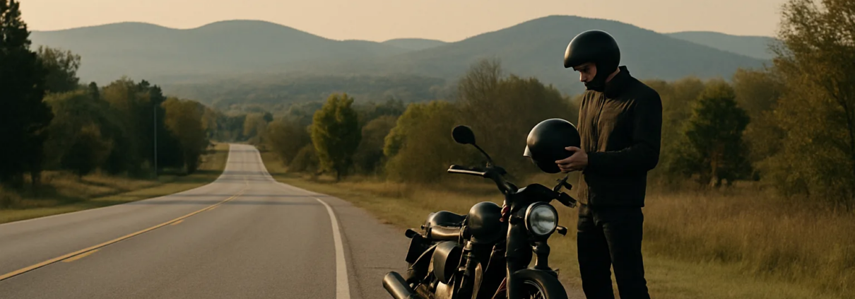Arkansas motorcycle accident helmet law injury claim scene in Fayetteville