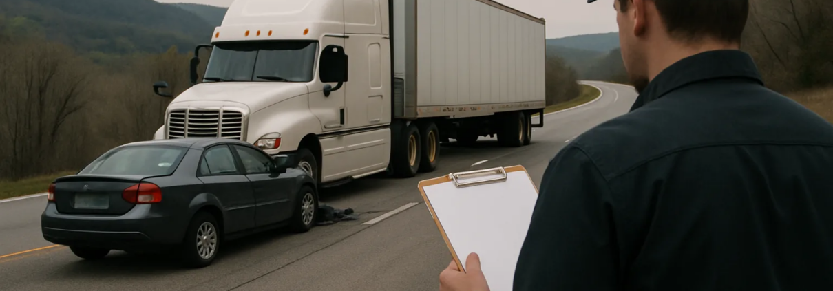 Fayetteville truck accident company accident report investigation near an Arkansas roadway