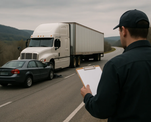 Fayetteville truck accident company accident report investigation near an Arkansas roadway