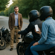 Fayetteville motorcycle passenger accident claim scene near an Arkansas roadway