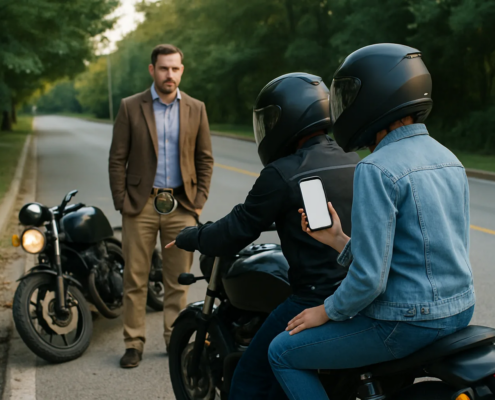 Fayetteville motorcycle passenger accident claim scene near an Arkansas roadway