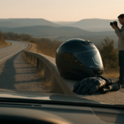 Fayetteville distracted driving motorcycle accident evidence near a roadside camera scene