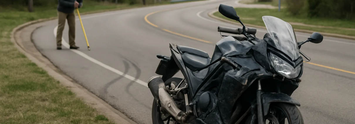 Evidence scene illustrating a Fayetteville motorcycle accident speeding claim