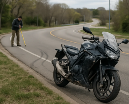 Evidence scene illustrating a Fayetteville motorcycle accident speeding claim