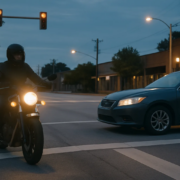 Fayetteville motorcycle accident visibility claim involving a lit motorcycle at an intersection