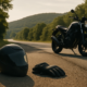 Delayed pain after a motorcycle accident claim in Fayetteville represented by a rider’s helmet beside a motorcycle