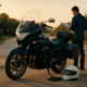 Fayetteville motorcycle uninsured motorist claim represented by a parked motorcycle on an Arkansas road